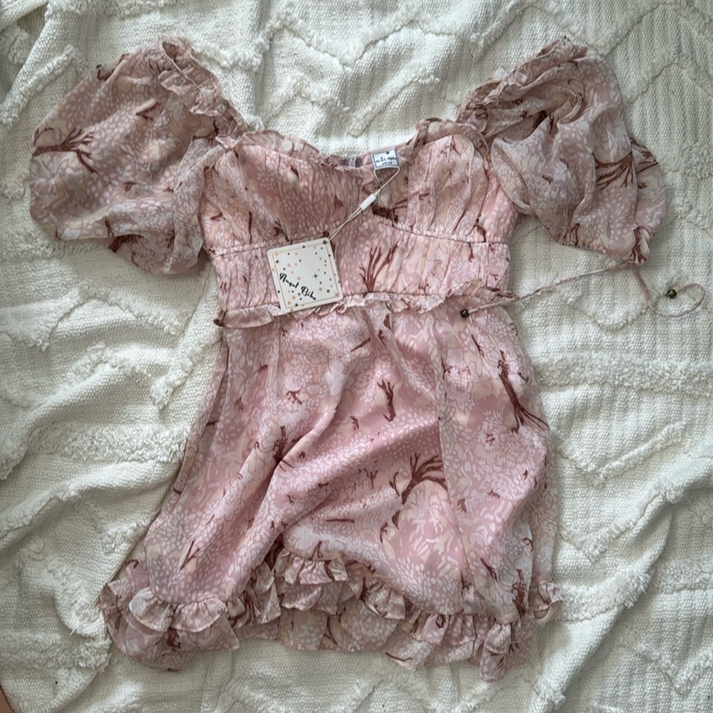 Pink Floral Mini Dress - size M